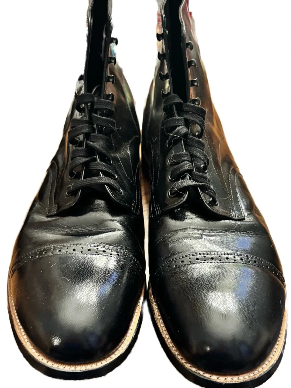 Stacy Adams Black Leather Cap-Toe Derby Shoes